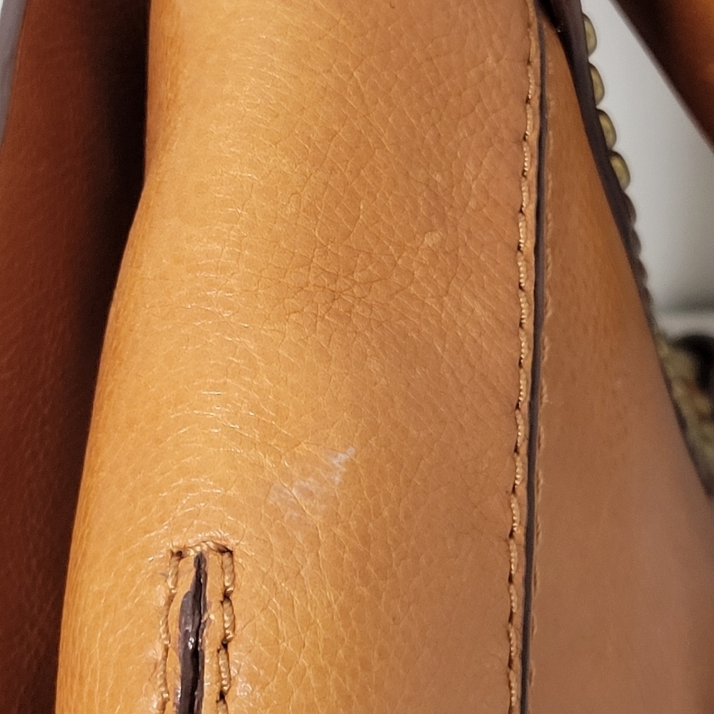 Michael Kors Vintage Studded Small Cognac Leather Saddle Shoulder Bag. - Picture 6 of 16